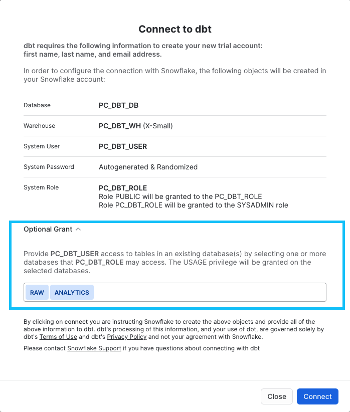 Snowflake New UI - Connection Box Snowflake New UI - Connection Box